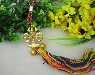 尼泊爾工藝銅合金鎏金金剛杵 五色線掛件佛珠配件配飾