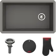 Forteza 32-Inch Undermount Single Bowl Granite Kitchen Sink in Grey, KGU-55GREY