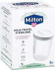Milton Solo Steriliser | Use in Microwave in 2 mins |Cold Water Method sterilises in 15 mins | Ideal for Travel | Fits 1 bottle | sterilise teats, dummies, toys, feeding, breast feeding parts