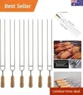 Double Prongs BBQ Skewers Barbecue Shish Kebab Skewers Stainless Steel for Gr...