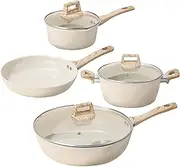 Pots and Pans Set Non Stick, 7 Piece Medical Stone Cookware Sets, Induction Kitchen Cooking Set with Frying Pans, Nonstick Cookware Pan Set with Stay Cool Handle for All Stove Tops (PFOS, PFOA Free)