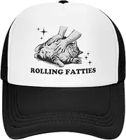 [pabeorsn] Rolling Fatties Cat Hat Funny Cat Trucker Hat Men Women Lucky Cat Gifts for Kitten Owner Kitty