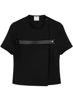 Courrèges Strap-embellished Twill Wrap top - Black - 10 10