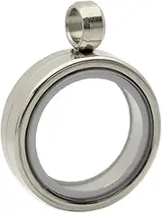 [Hohopeti] Stainless Steel Gawu Box Pendant Round Locket Necklace Diy Photo Frame Pendant Necklace Matching Jewelry Present