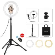 10.2 26cm Ring Light Kit with Tripod Usb 3 Modes Dual Colour Phone Clamp Remo...