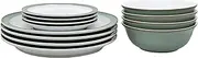 Denby - Regency Green Dinner Set for 4-12 Piece Green, White Ceramic Tableware Set - Dishwasher Microwave Safe Crockery Set - 4 x Dinner Plates, 4 x Small Plates, 4 x Cereal Bowls
