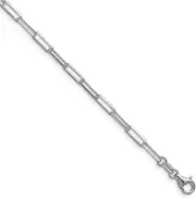 [JewelryWeb] 925 Sterling Silver Rhodium Plated 3.1mm Sparkle Cut Paperclip Chain Bracelet Link-Bracelet for Women and Men