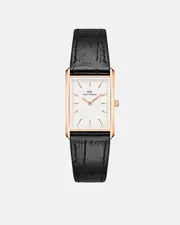 Daniel Wellington Bound 32x22 Black Croc Leather RG White Watch