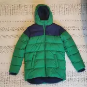 Lands' End New Green and Navy Puffer Jacket Size L 14-16