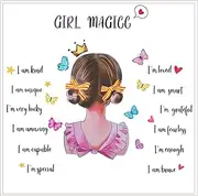 Pinenjoy Girl Magic Inspirational Quote Wall Decal Princess Butterfly Motivational Saying Wall Sticker 20.4x25.5inch DIY Removable Wall Decors for Bedroom Nursery Classroom Playroom