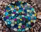 Polished Agate Stone Round Side Coffee Table Top Multi Semi Precious Home Décor