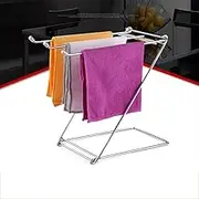 Jitejoe Stainless Steel Washcloth Drying Rack, Home Kitchen Countertop Dishcloth Storage Rack, Z Type, 3 Arms Folding Dishcloth Holder, Hand Towel Stand Rack for Bathroom Sink (Stainless Steel)