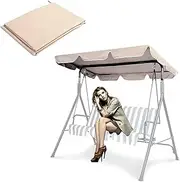 2 &3 Seater Garden Swing Top Cover,Swing Waterproof Canopy Replacement Canopy for Patio Swing Garden Swing Outdoor,All Weather Protection Porch Swings (Color : Beige, Size : 249 * 185 * 18cm)/1