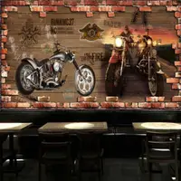 在飛比找蝦皮商城精選優惠-3D創意個性壁畫5D摩托汽車涂鴉餐廳壁紙ktv酒吧網咖工裝墻
