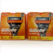 2X NEW. Gillette Fusion5 Regular Razor Blades, Fits Power, 16 Cartridges TOTAL
