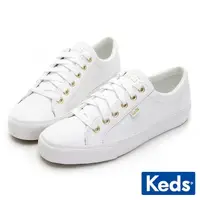 在飛比找momo購物網優惠-【Keds】JUMP KICK 奢華風皮革綁帶休閒小白鞋-白