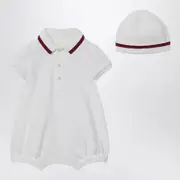 [GUCCI] Two-piece cotton set with web detail 3/6 M White