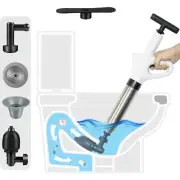 High Pressure Air Drain Gun with Real Time Barometer, Toilet Plunger Kit for ...