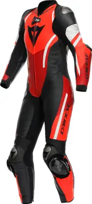 Dainese Misano 3 D-air, leather suit 1pcs. perforated women , color: Black/Red/Neon-Red/White , size: 52