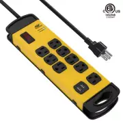 CRST 8-Outlet + 2-USB Surge Protector Power Strip, ETL Certified 9FT Power Cord