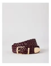 [Piper] Audrey Woven Texture Belt in Burgundy
