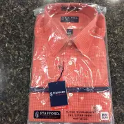 Stafford Performance The Super Shirt Red Patterned Dress Shirt 16 1/2 34/35