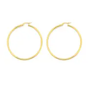 9ct Gold 2x40mm Polished Hoop Earrings