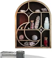 Moon Shelf - Wooden Moon Shelf for Crystals | Aesthetic Crystal Storage Wall Hanging Shelves for Bedroom Living Room Moon Shelf Wall Decoration Living Room Moon Shelf Wall Decoration