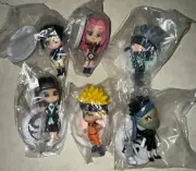 Naruto Mini Figure Set/6 W/Stands/Wespons Cake Toppers NIB Sakura Zabuza Kakashi