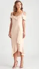 Liz Jordan Womens Dress Off The Shoulder Frill Dress Beige Size 16 *RRP 249.99$