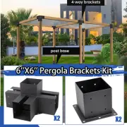 TIEWARDS 6''x6'' Pergola Bracket Kit inner 5.5x5.5 4-Way Woodworks DIY Post 4pcs