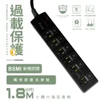 在飛比找順發線上購物優惠-iCooby TX1 七開六插延長線 1.8M 3孔延長線