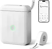 Mini Label Maker Machine, Portable Bluetooth Thermal Printer, White