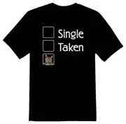 Single taken cat kitten meow black or white tee