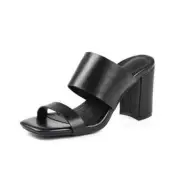 Outer Slippers Leather Is Thin Black High Heels | ShopDecimals