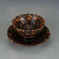 在飛比找Yahoo!奇摩拍賣優惠-宋瓷器宋代吉州窯玳瑁釉茶盞杯盞托盞 仿古瓷器古董古玩老貨收藏