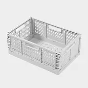 AcornFort Pack of 3/6 BK01 Collapsible Home Kitchen Office Storage Crate, Stackable Plastic Container Box with Ventilated Design, 4 Colours (3, Large + White)