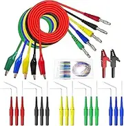 22Pcs Back Probe Kit 4mm Banana Plug Alligator Clip Kit with 3 Angles Back Probe Pins Durable Automotive Test Leads Set Wire Piercing Probes for Car Repairing Diagnostic Circuit Testing(Mixed Color)