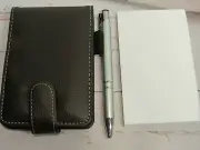 Terzetti Brown Leather Jotter Pad+Pen+ Spare Pad Refill