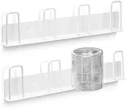 Set of 2 Wall Mounted Mug Rack with 8 Hooks, No Drilling Coffee Cup Holder, Metal Adhesive Mug Wall Rack Hanger Cup Storage Organizer for Kitchen Office Bar Display Accessories (White)