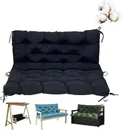 Outdoor Porch Swing Cushion with Backrest Waterproof Garden Bench Cushion for 2 Seater 3 Seater Patio Furniture Replacement Seat Cushion with 8 Non-Slip Ties