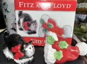 Fitz and Floyd Kitty Clause Salt and Pepper Shakers Fast Shipping