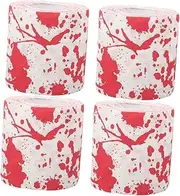 Healeved 4 Rolls Bloodstain Toilet Paper Roll Scary Bloody Decorative Paper for Bathroom Unique Halloween Decor for Party Supplies