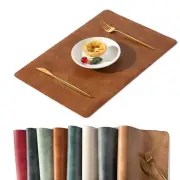 Washed Cowhide Pattern PU Leather Placemats Set of 8 Heat Resistant Kitchen T...