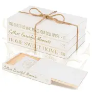 3 Pcs Faux Decorative Books for Home Decor Coffee Table Bookshelf - Gold