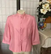 Adrianna Papell Wom 10P Pink Stretch Asian Raw Silk Satin-Lined Blazer MSRP $140