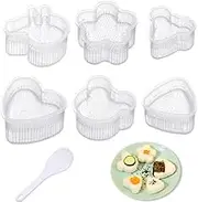 DACUAN Sushi Mold Kit, 8 Pcs Homemade Sushi Maker Mold, Onigiri Musubi Kit with 7 Pcs Rice Sushi Mold, 1 Piece Rice Paddle Transparent