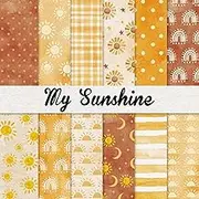 24Pcs Boho Sunshine Pattern Paper Yellow Sun Dot Scrapbook Specialty Paper Vintage Double Sided Decorative Craft Paper for DIY Art Card Making Photo Album Junk Journal Decor, 11.8 x 11.8 Inch