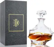 Whiskey Decanter with Airtight Stopper - Large Crafted Crystal Decanter for Scot