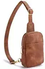 Small Sling Bag for Women Leather Crossbody Fanny Packs Chest 0-mocha Brown